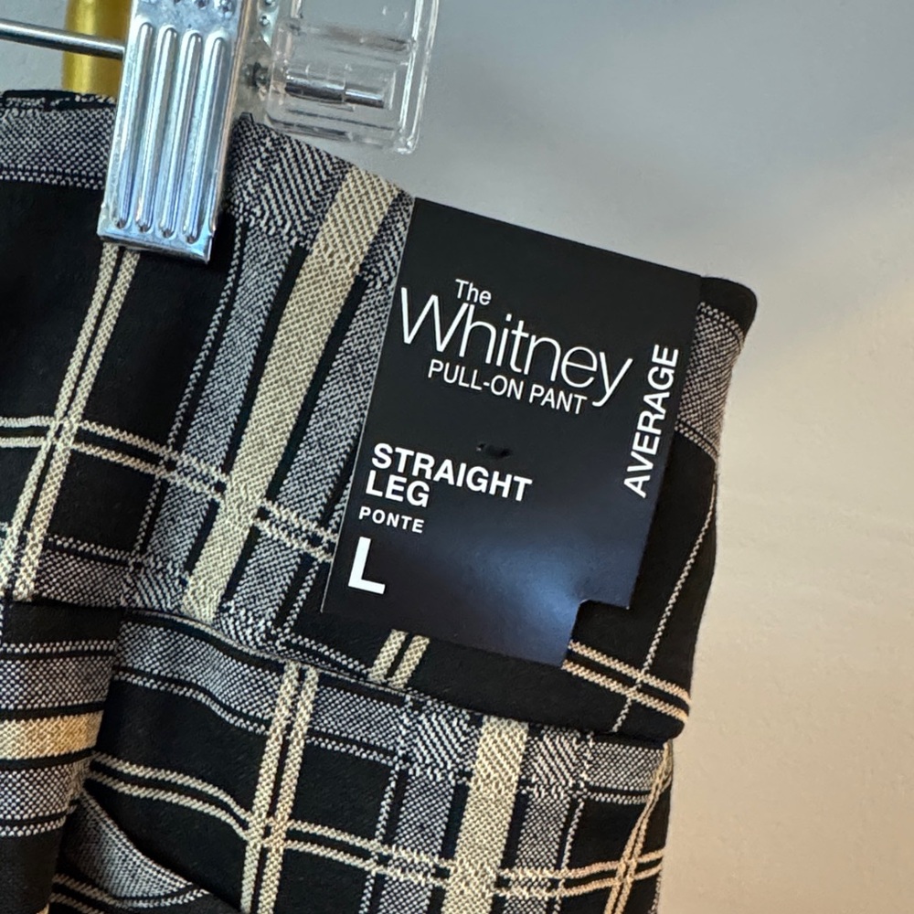 New York & Company pull on Plaid checkered high waist trousers Pants NEW L - Picture 3 of 15